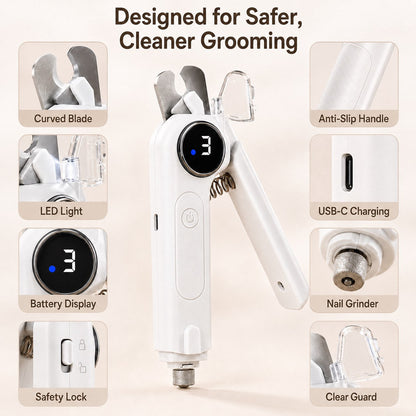 Ortekor 2-in-1 Pet Electric Nail Clipper & Grinder with LED Light