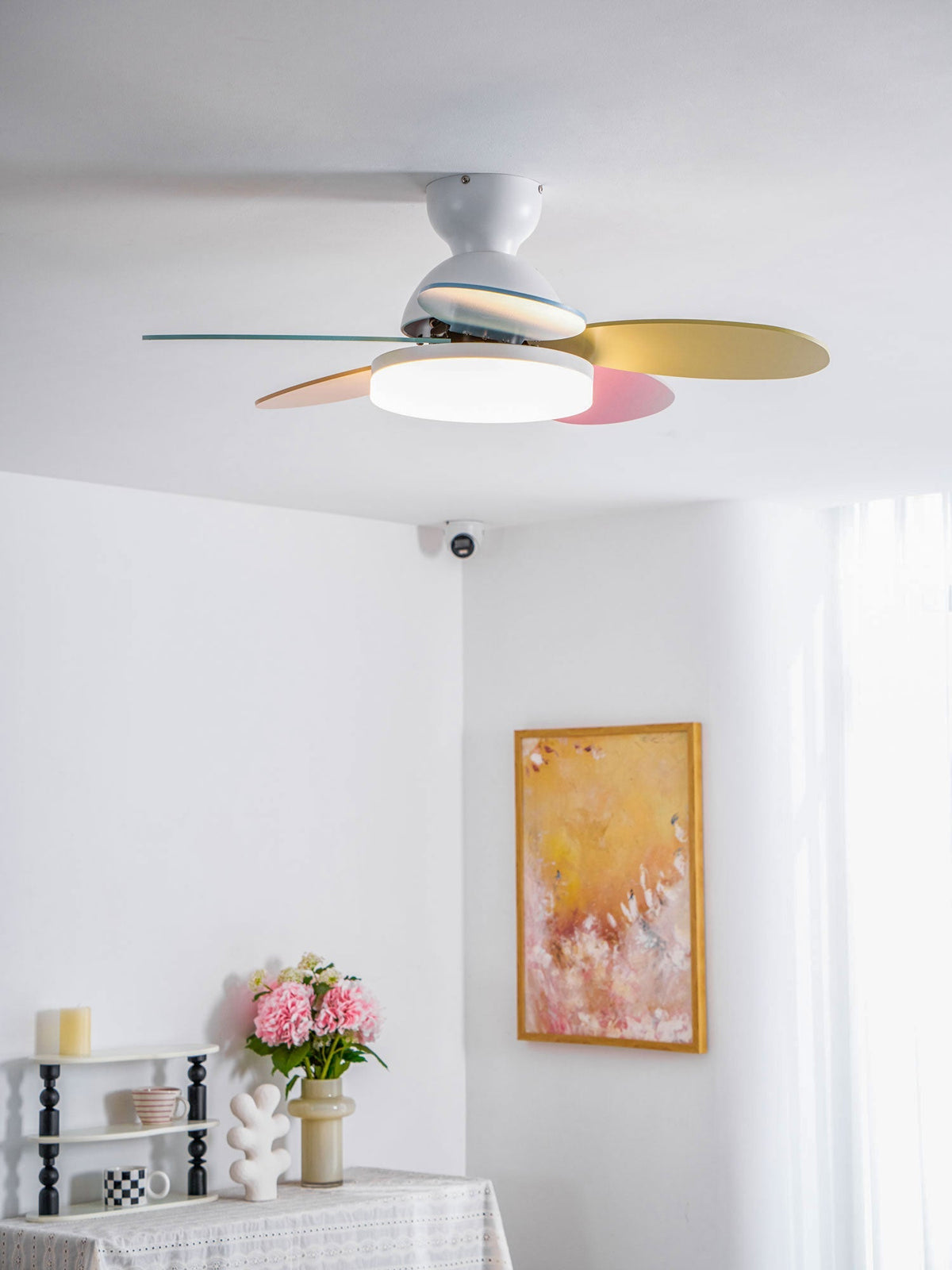 Indoor Ceiling Fan with LED Light 35 in Wood Blade Curved Design 6-Speed Remote Control DC Motor for Living Room Bedroom Dining Room Grey Gr