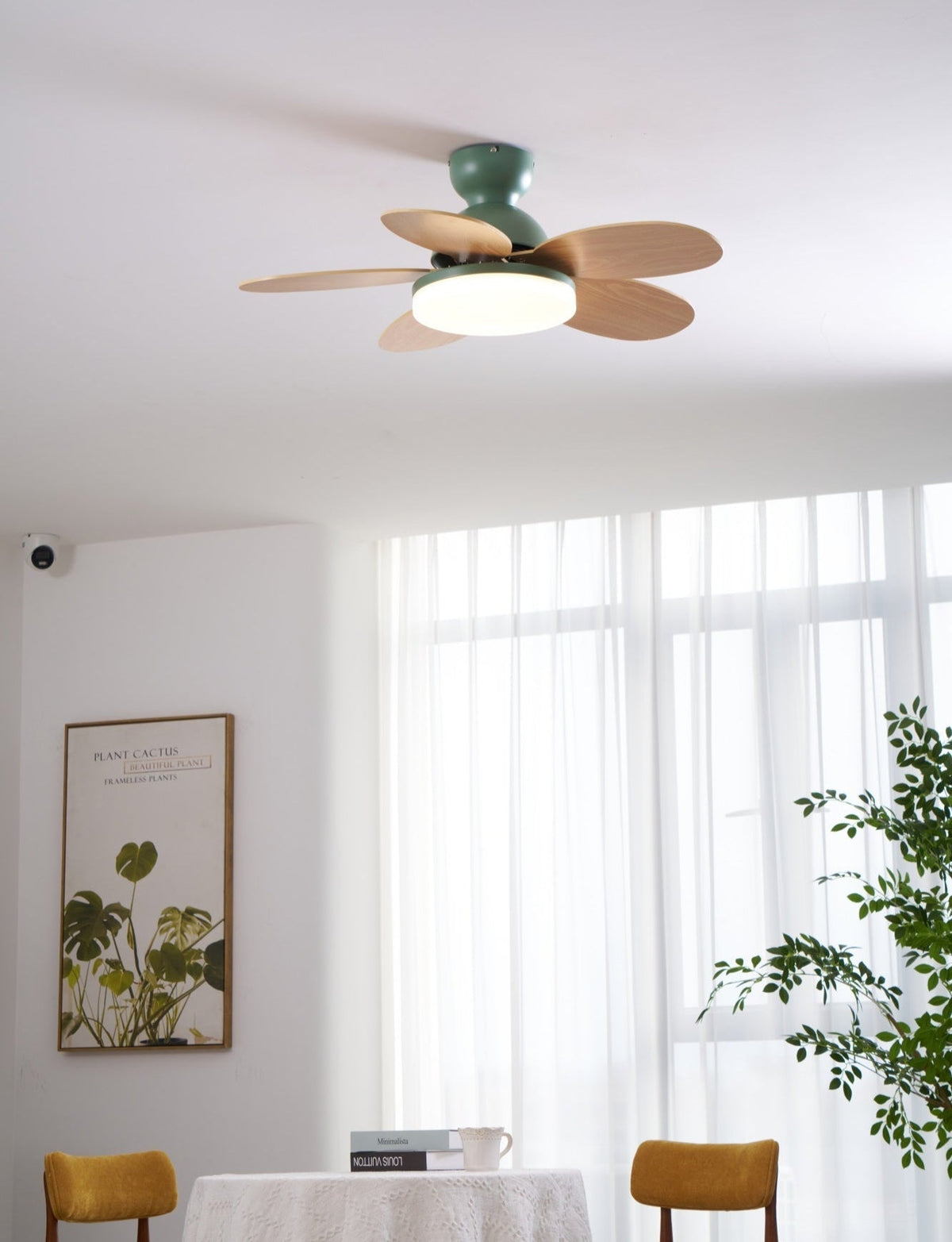 Indoor Ceiling Fan with LED Light 35 in Wood Blade Curved Design 6-Speed Remote Control DC Motor for Living Room Bedroom Dining Room Grey Gr