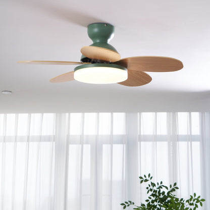 Indoor Ceiling Fan with LED Light 35 in Wood Blade Curved Design 6-Speed Remote Control DC Motor for Living Room Bedroom Dining Room Grey Gr