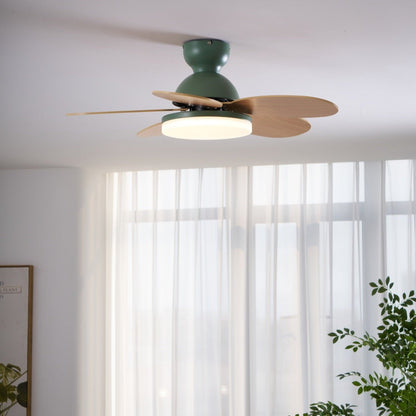 Indoor Ceiling Fan with LED Light 35 in Wood Blade Curved Design 6-Speed Remote Control DC Motor for Living Room Bedroom Dining Room Grey Gr