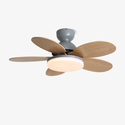 Indoor Ceiling Fan with LED Light 35 in Wood Blade Curved Design 6-Speed Remote Control DC Motor for Living Room Bedroom Dining Room Grey Gr