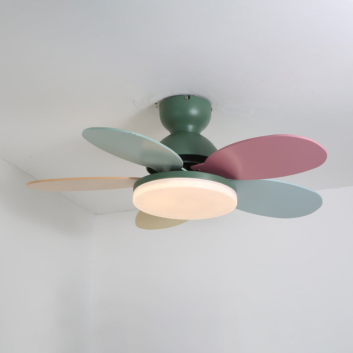 Indoor Ceiling Fan with LED Light 35 in Wood Blade Curved Design 6-Speed Remote Control DC Motor for Living Room Bedroom Dining Room Grey Gr