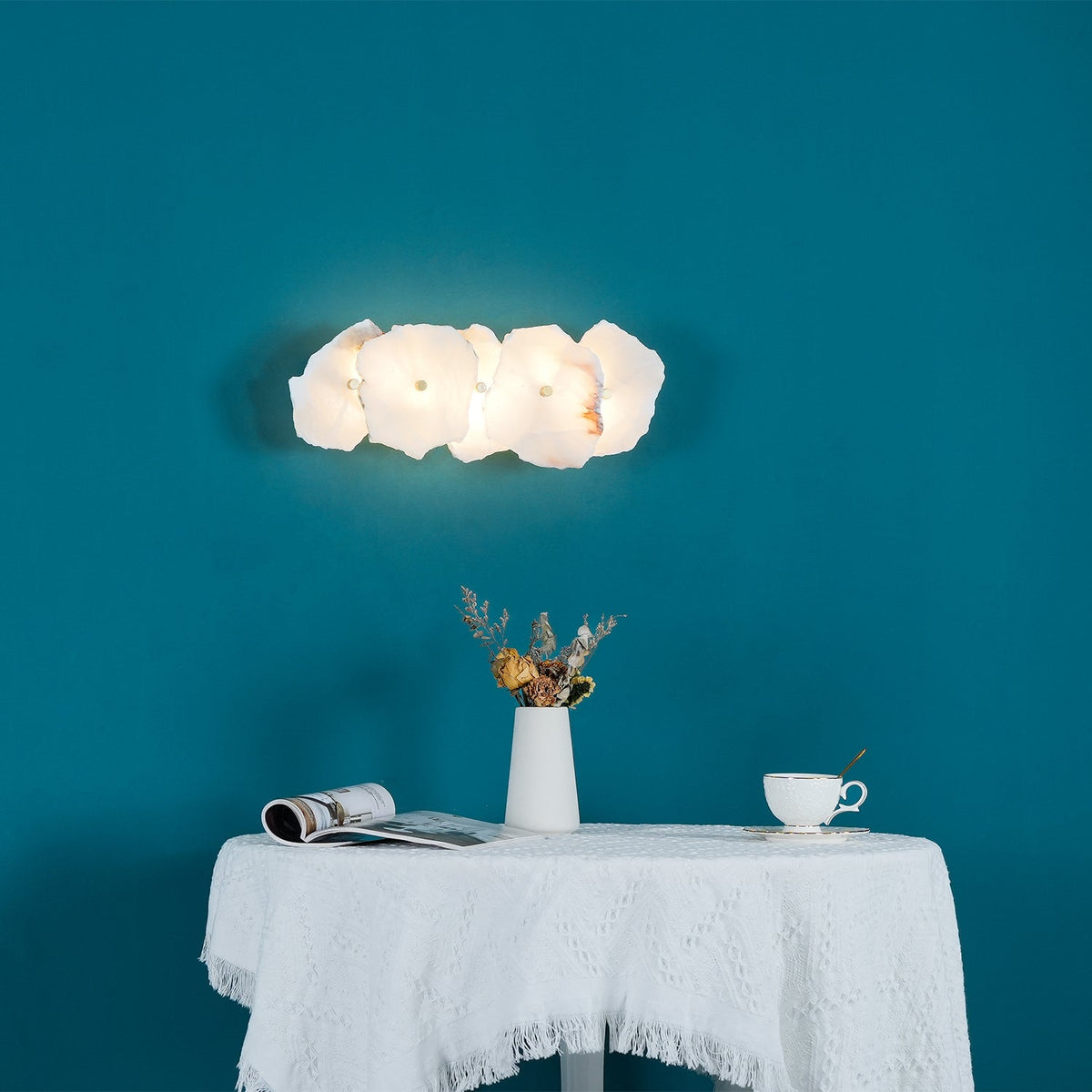 Modern LED Fixture Alabaster & Metal 5.5 Inch White for Hallways Bedrooms Living Rooms Hardwired Multi-Head Options Indoor Ambient Lighting