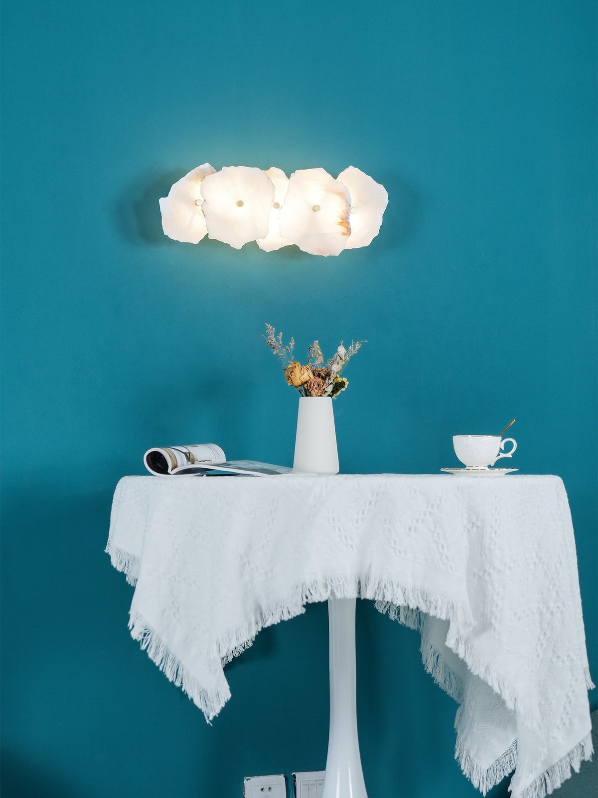 Modern LED Fixture Alabaster & Metal 5.5 Inch White for Hallways Bedrooms Living Rooms Hardwired Multi-Head Options Indoor Ambient Lighting