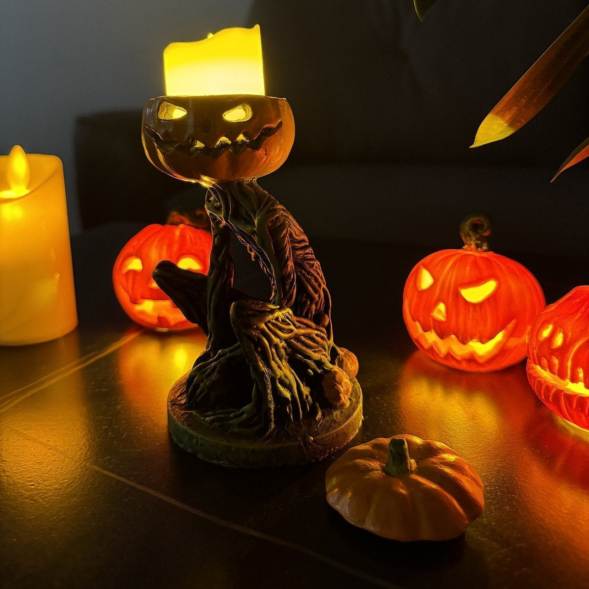 Phantom Pumpkin Grimm Decoration - Handmade resin halloween decor
