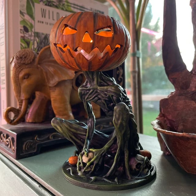 Phantom Pumpkin Grimm Decoration - Handmade resin halloween decor
