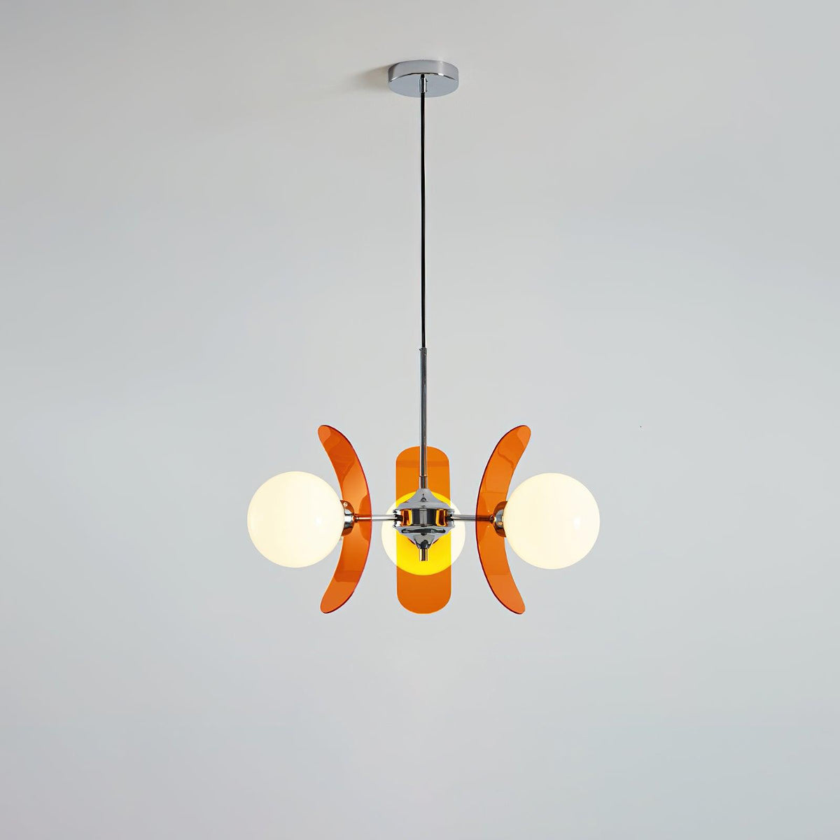 Floral Glass Pendant Light Chrome Accents Multi-Bulb Chandelier for Bedroom Office Dining Room Modern Ceiling Lighting Adjustable 59 in