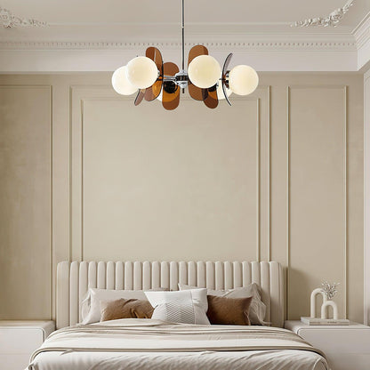 Floral Glass Pendant Light Chrome Accents Multi-Bulb Chandelier for Bedroom Office Dining Room Modern Ceiling Lighting Adjustable 59 in