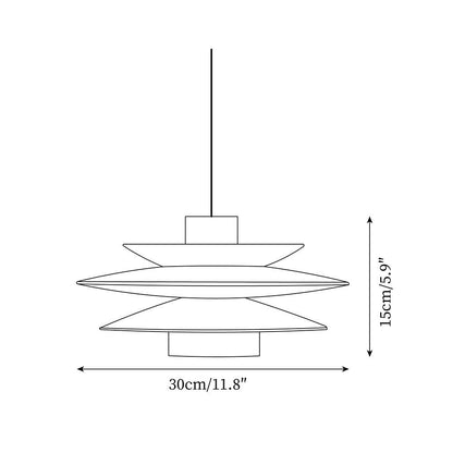 Layered Wood Ceiling Fixture 12 Inch Round Adjustable Height GU10 Socket Dimmable Hanging Lamp for Kitchen Island Table Overhead Lighting Co