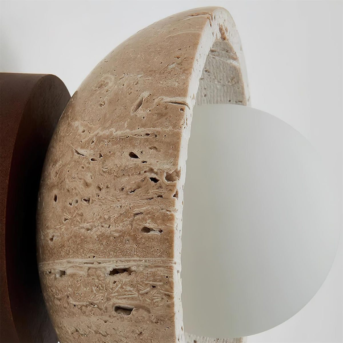 Travertine Stone Flush Mount Light 5.9 in Diameter White Natural Wood Wall or Ceiling Fixture G9 Base Opal Glass Diffuser for Bathroom Bedro