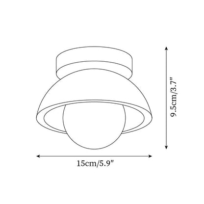 Travertine Stone Flush Mount Light 5.9 in Diameter White Natural Wood Wall or Ceiling Fixture G9 Base Opal Glass Diffuser for Bathroom Bedro