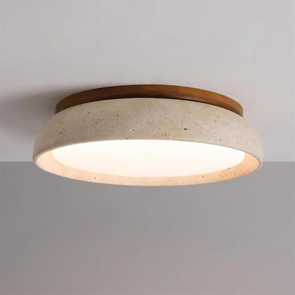 Flush Mount LED Light Fixture Stone Wood Acrylic Warm Glow for Bedroom Living Room Hallway Low Profile Modern Minimalist Scandinavian Japand