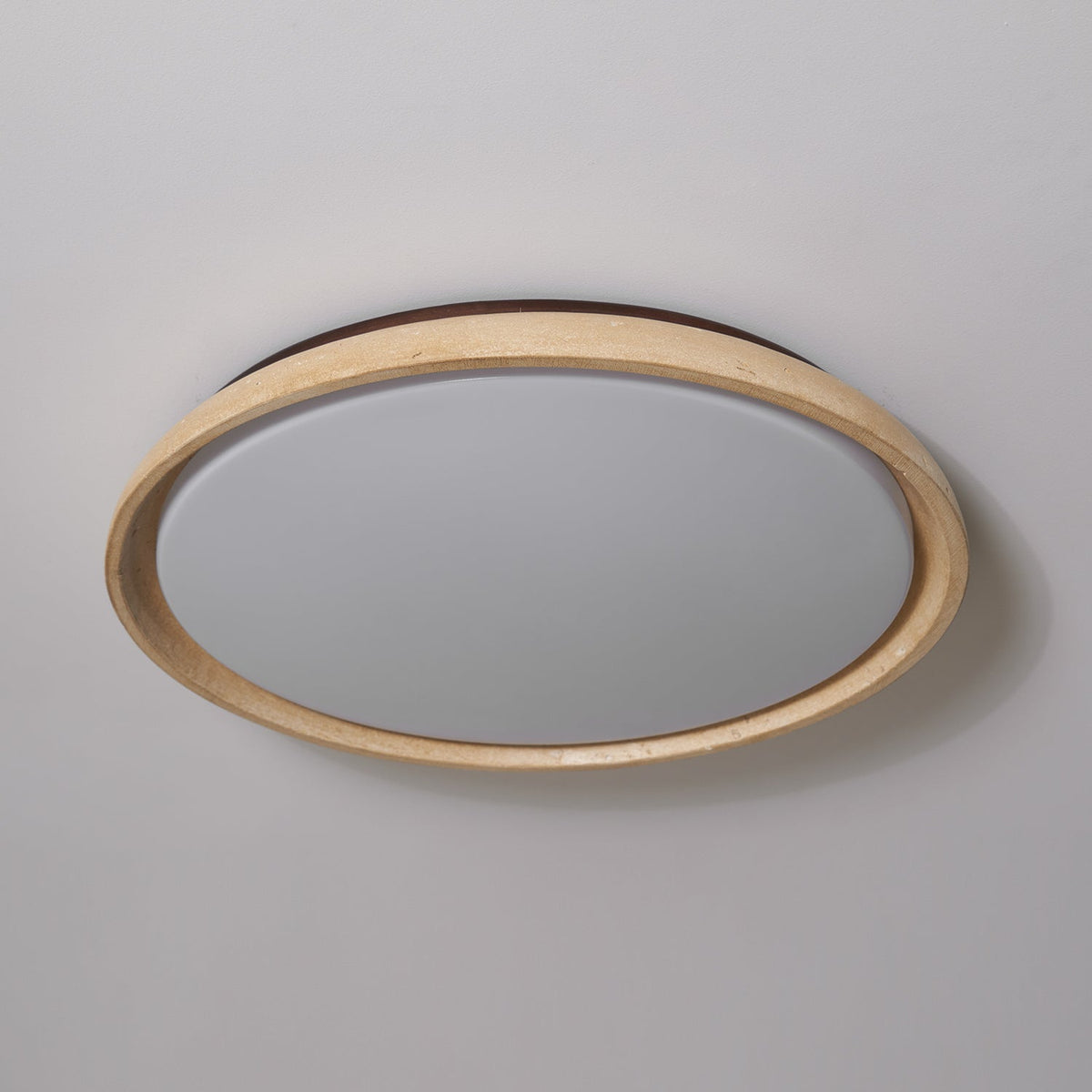 Flush Mount LED Light Fixture Stone Wood Acrylic Warm Glow for Bedroom Living Room Hallway Low Profile Modern Minimalist Scandinavian Japand