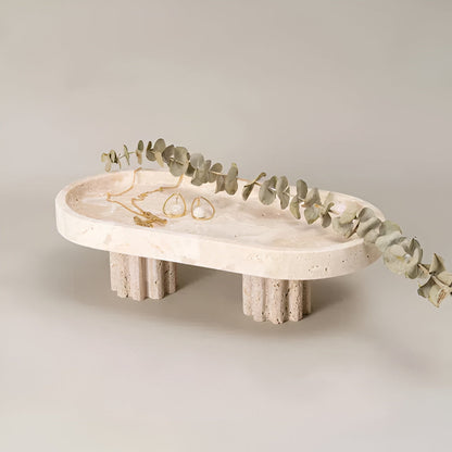 Pietra Decorative Tray for Coffee Table - Natural Travertine, Elegant Design
