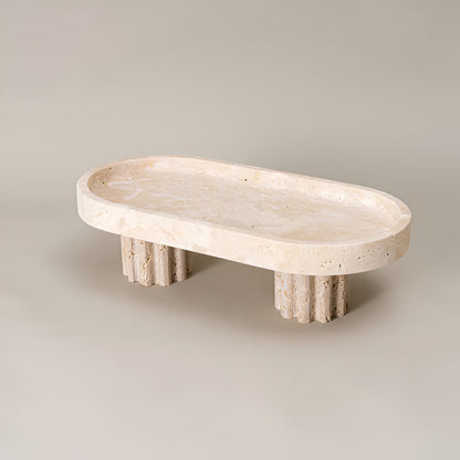 Pietra Decorative Tray for Coffee Table - Natural Travertine, Elegant Design