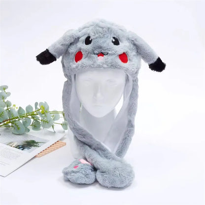 Plush Hat with Pop-Up Ears for Kids & Adults – Interactive Cosplay Beanie with Squeeze Paws | Fun Winter Accessory for Parties, Christmas