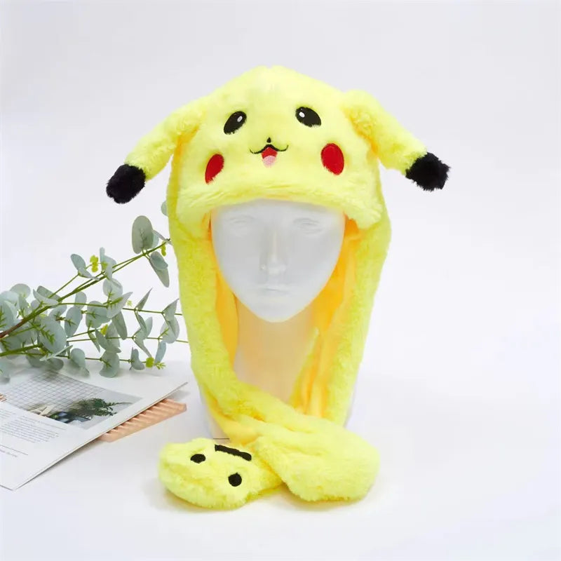 Plush Hat with Pop-Up Ears for Kids & Adults – Interactive Cosplay Beanie with Squeeze Paws | Fun Winter Accessory for Parties, Christmas