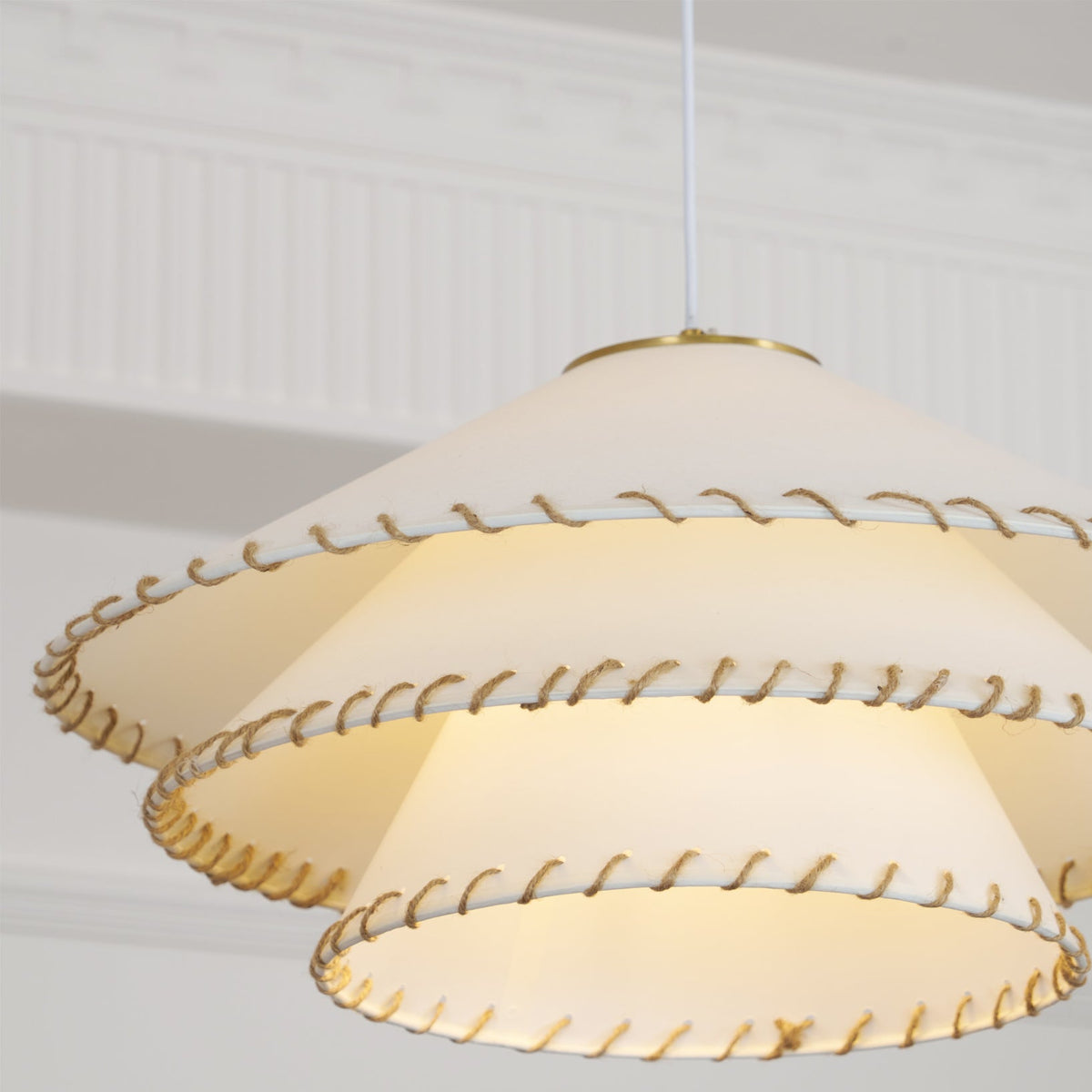 Oversized Fabric Drum Shade Ceiling Light for Kitchen Island & Dining Table – Adjustable Height Indoor Fixture with E26 Socket, Warm Ambient