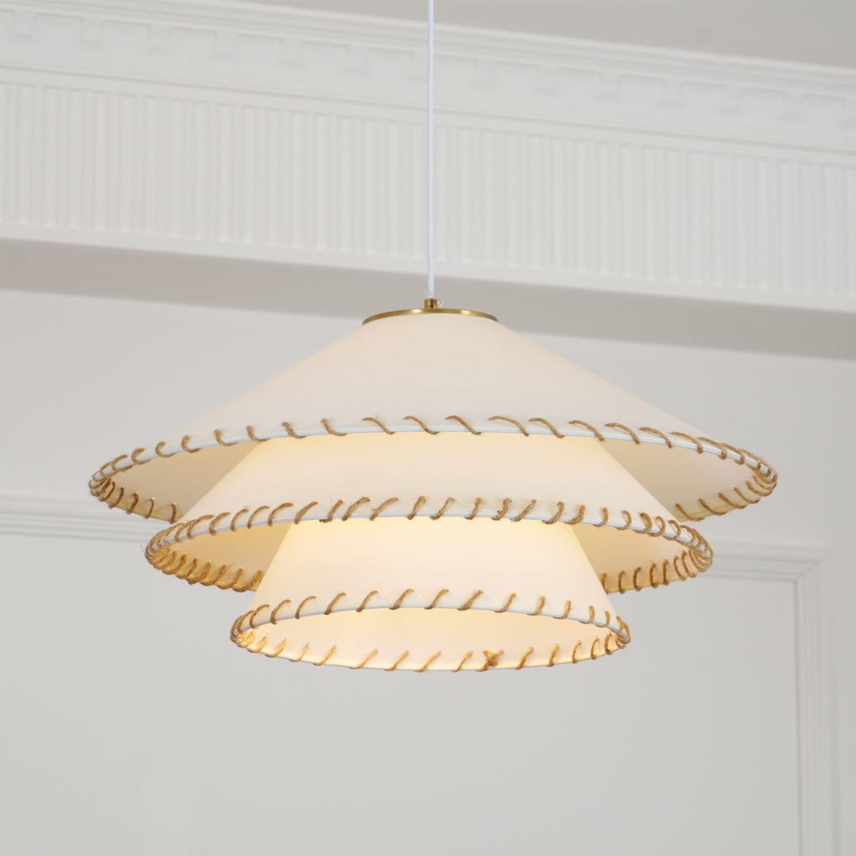 Oversized Fabric Drum Shade Ceiling Light for Kitchen Island & Dining Table – Adjustable Height Indoor Fixture with E26 Socket, Warm Ambient
