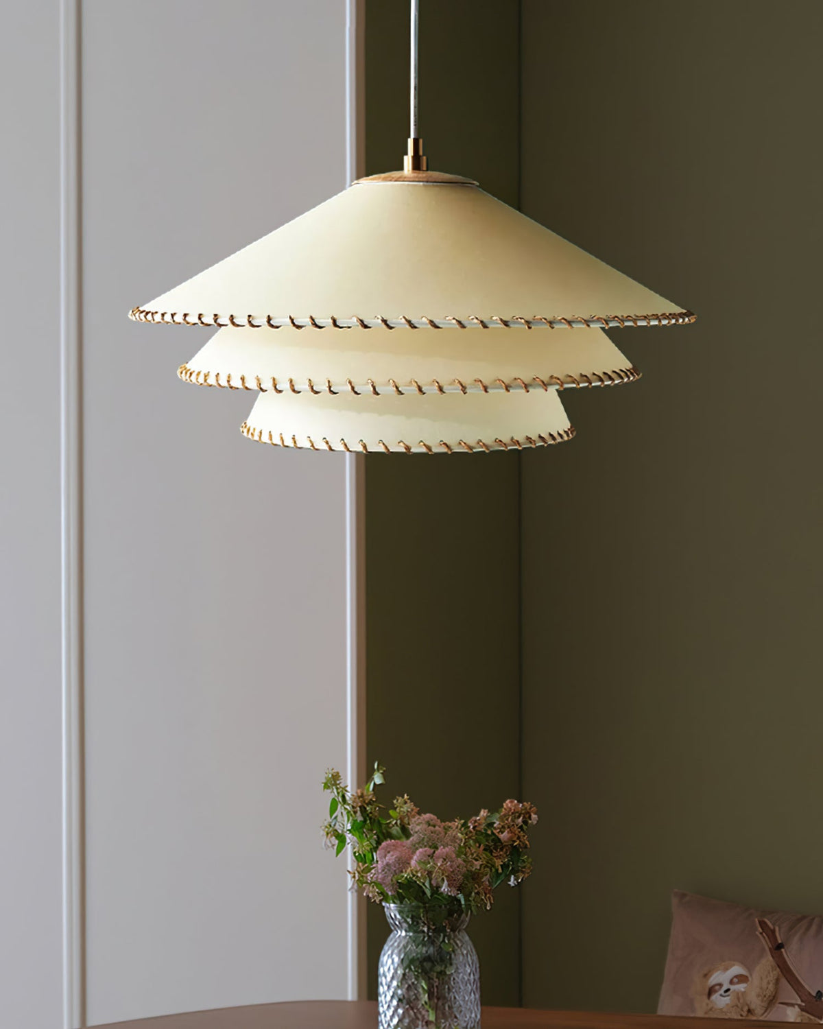 Oversized Fabric Drum Shade Ceiling Light for Kitchen Island & Dining Table – Adjustable Height Indoor Fixture with E26 Socket, Warm Ambient