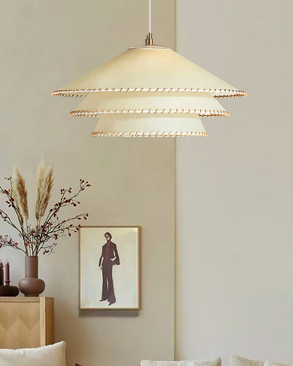 Oversized Fabric Drum Shade Ceiling Light for Kitchen Island & Dining Table – Adjustable Height Indoor Fixture with E26 Socket, Warm Ambient