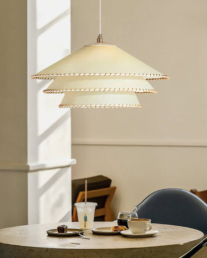 Oversized Fabric Drum Shade Ceiling Light for Kitchen Island & Dining Table – Adjustable Height Indoor Fixture with E26 Socket, Warm Ambient