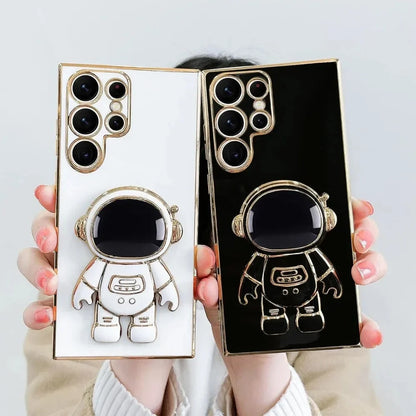 Space Explorer Phone Case with Kickstand for Samsung Galaxy – Protective TPU Cover with 3D Figure Grip