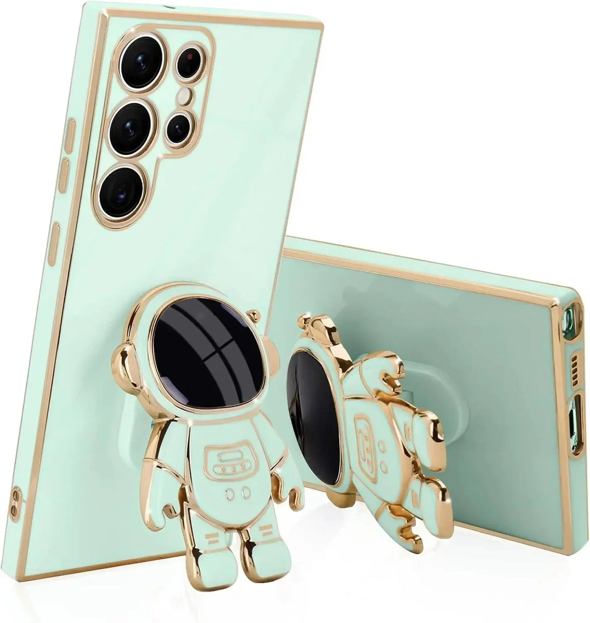 Space Explorer Phone Case with Kickstand for Samsung Galaxy – Protective TPU Cover with 3D Figure Grip