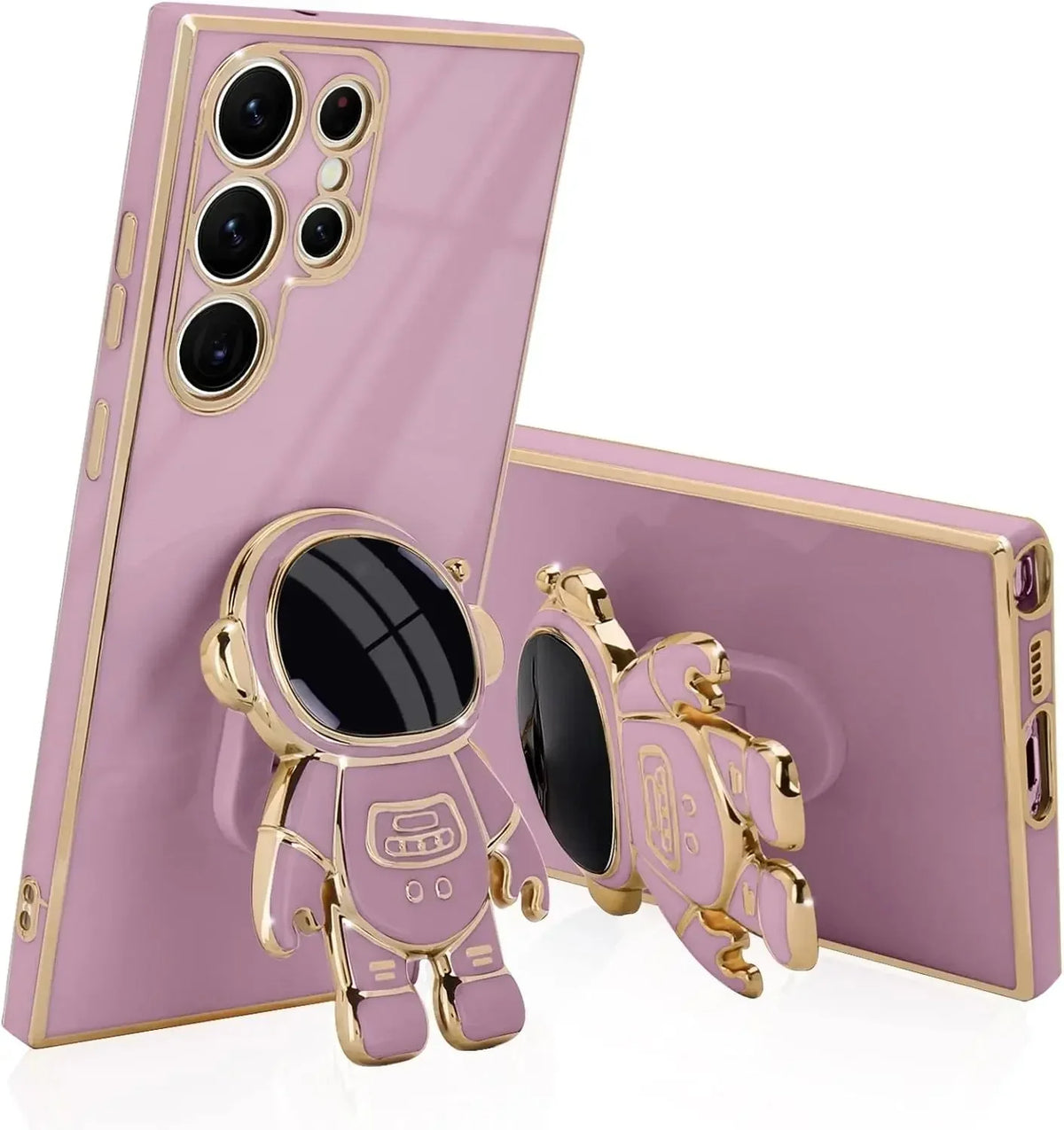 Space Explorer Phone Case with Kickstand for Samsung Galaxy – Protective TPU Cover with 3D Figure Grip