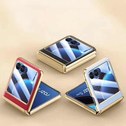 Foldable Phone Case for Motorola Razr with Screen Protector & Electroplated Frame – Slim Vegan Leather Protection