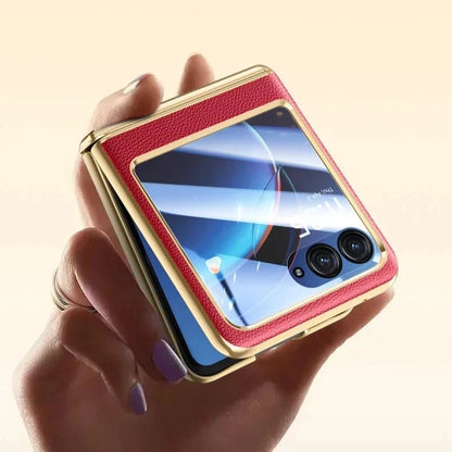 Foldable Phone Case for Motorola Razr with Screen Protector & Electroplated Frame – Slim Vegan Leather Protection