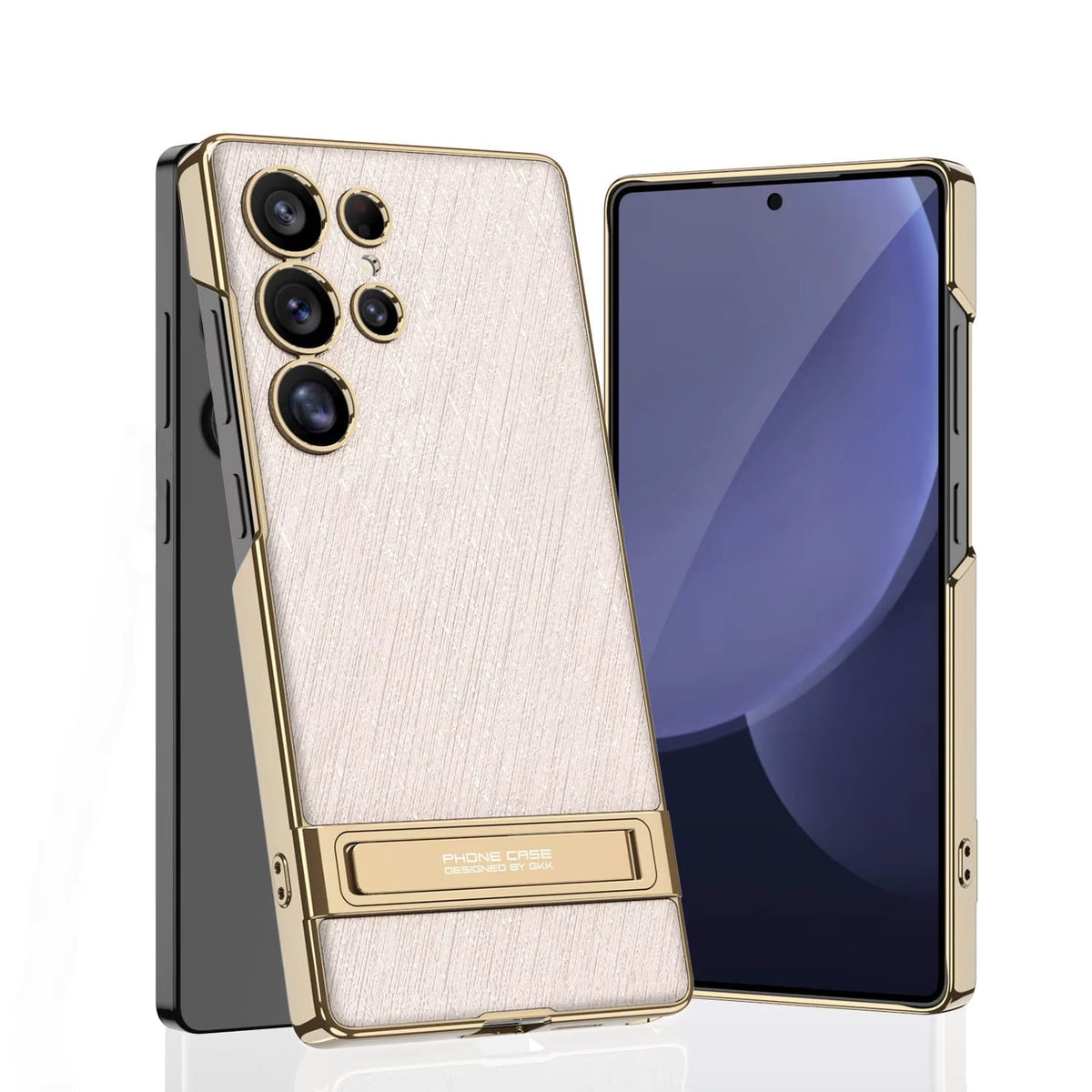 Samsung Galaxy Phone Case with Built-In Stand – Slim TPU Protection in Leather, Brushed & Carbon Fiber Finishes for S24, S25, S26 Ultra, Z