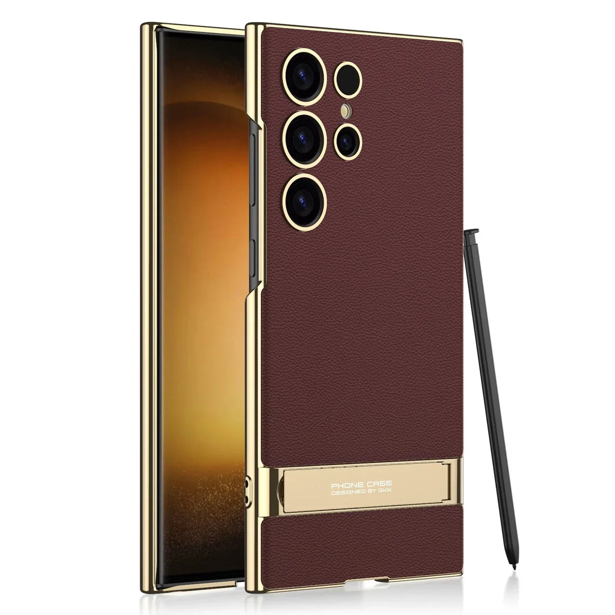 Samsung Galaxy Phone Case with Built-In Stand – Slim TPU Protection in Leather, Brushed & Carbon Fiber Finishes for S24, S25, S26 Ultra, Z