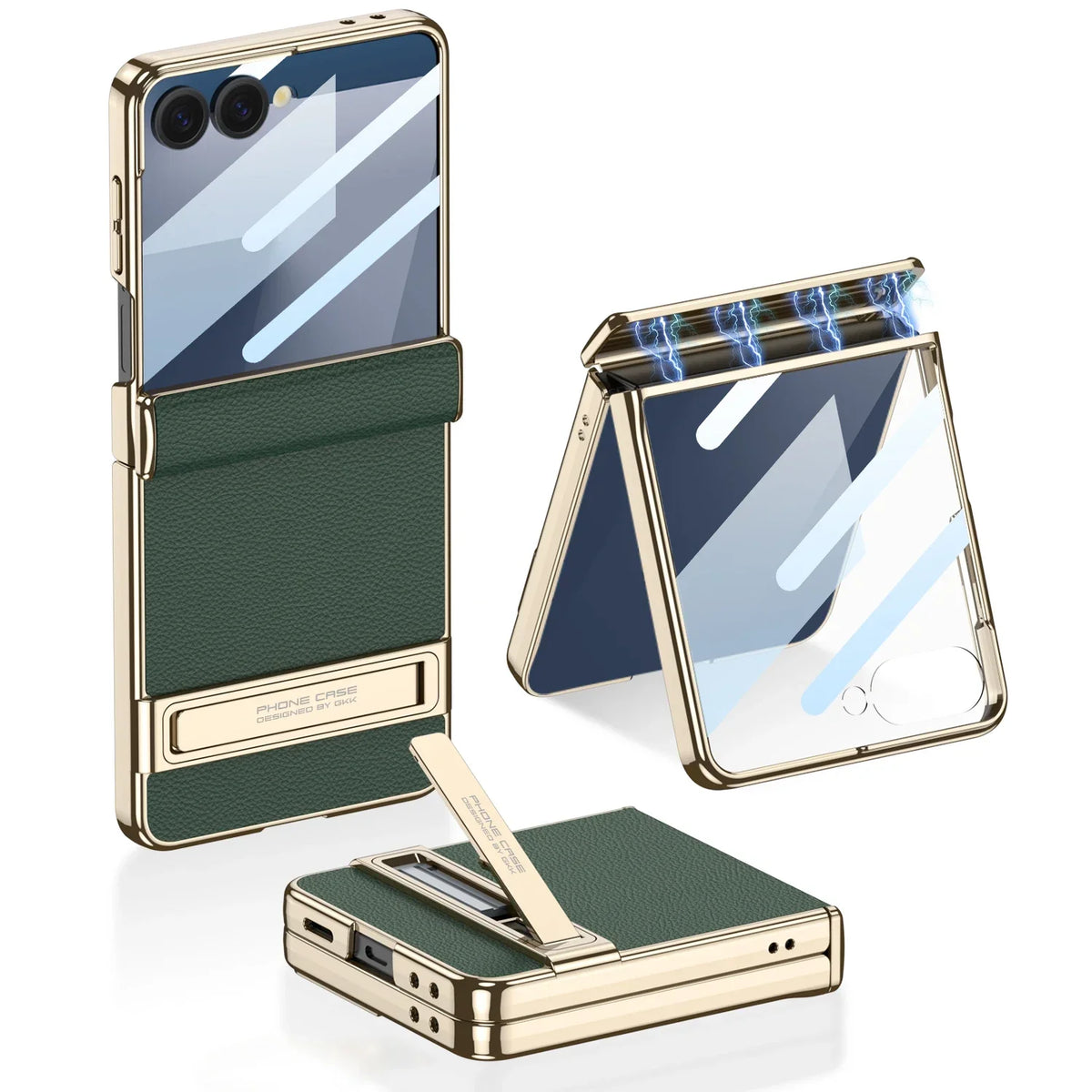 Samsung Galaxy Phone Case with Built-In Stand – Slim TPU Protection in Leather, Brushed & Carbon Fiber Finishes for S24, S25, S26 Ultra, Z
