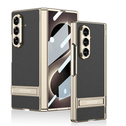 Samsung Galaxy Phone Case with Built-In Stand – Slim TPU Protection in Leather, Brushed & Carbon Fiber Finishes for S24, S25, S26 Ultra, Z