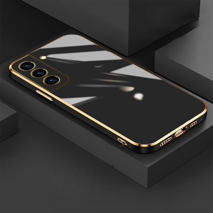 Metallic-Trimmed TPU Phone Case for Samsung Galaxy – Slim Protection with Gold Accents & Scratch-Resistant Microfiber Interior