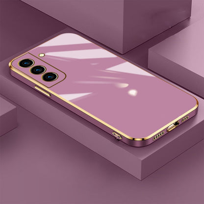 Metallic-Trimmed TPU Phone Case for Samsung Galaxy – Slim Protection with Gold Accents & Scratch-Resistant Microfiber Interior
