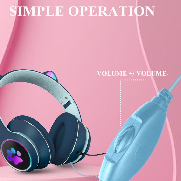 Playful Cat Ear Gaming Headset with LED Lights & Adjustable Microphone for Immersive Gaming