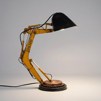 Construction Truck Desk Lamp USB Powered Yellow ABS Kids Workstation Light 8 inch Industrial Excavator Nightstand Reading for Boys Bedroom S