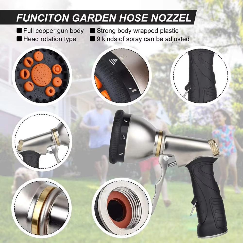 Ortekor Plumeroz | High Pressure Hose Nozzle with 9 Spray Patterns | Ergonomic Design for Effortless Watering