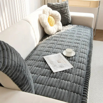 Furniture Throw Blanket Soft Fleece Sofa Protector Anti-Slip Ruffled Edges for Couch Chair Loveseat Living Room Bedroom Pet-Friendly
