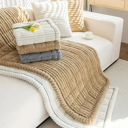 Furniture Throw Blanket Soft Fleece Sofa Protector Anti-Slip Ruffled Edges for Couch Chair Loveseat Living Room Bedroom Pet-Friendly