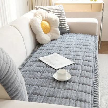 Furniture Throw Blanket Soft Fleece Sofa Protector Anti-Slip Ruffled Edges for Couch Chair Loveseat Living Room Bedroom Pet-Friendly