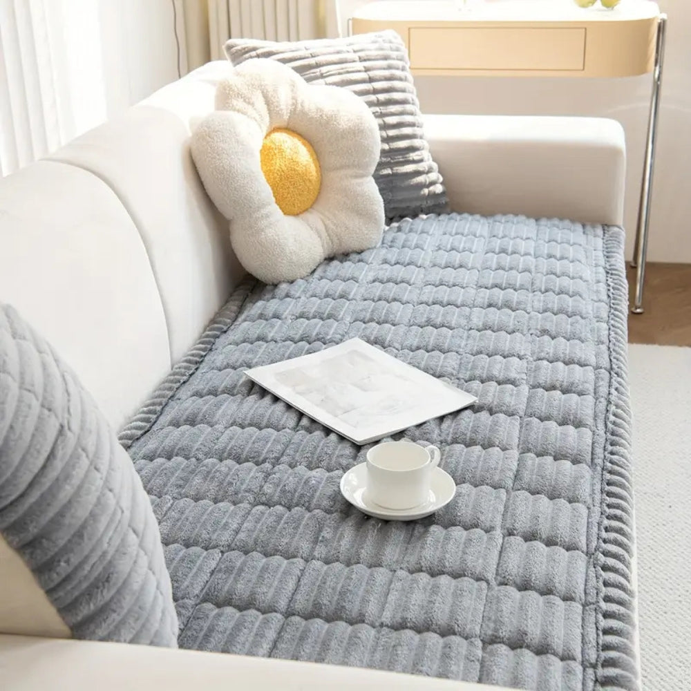 Furniture Throw Blanket Soft Fleece Sofa Protector Anti-Slip Ruffled Edges for Couch Chair Loveseat Living Room Bedroom Pet-Friendly