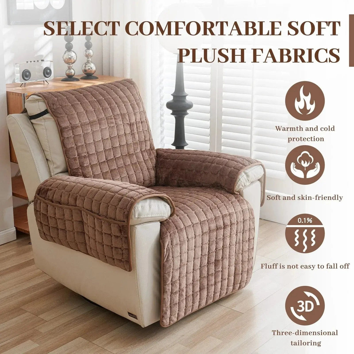 Ortekor ComfortGuard | Recliner Chair Cover with Elastic Straps & Washable Microfiber | Stylish Protection for Homes with Kids and Pets