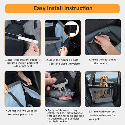 PoochPod | Portable Dog & Cat Car Seat with Waterproof Design | Spacious & Secure for Comfortable Travel