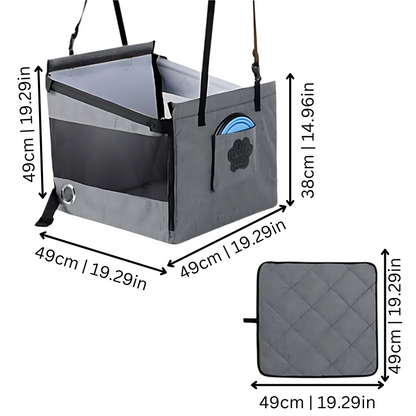 PoochPod | Portable Dog & Cat Car Seat with Waterproof Design | Spacious & Secure for Comfortable Travel