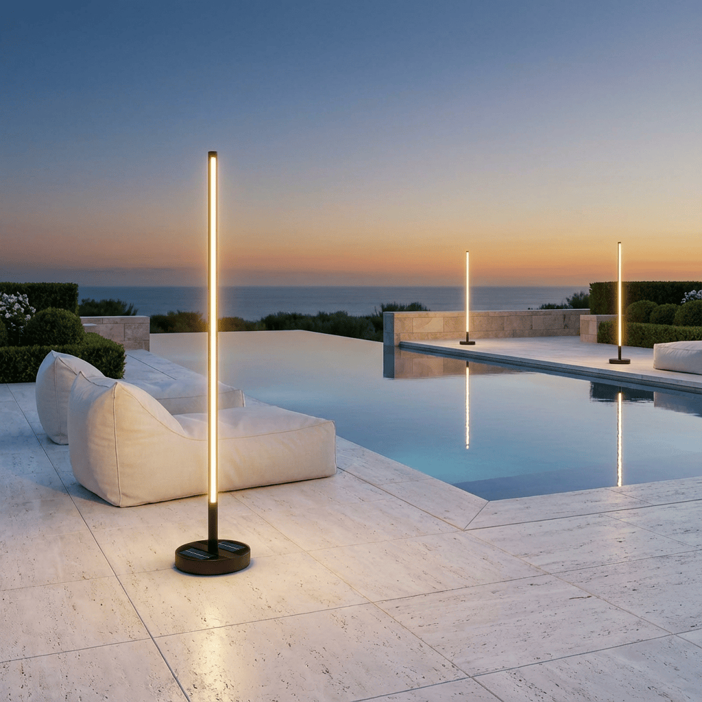 Solar-Powered Patio Floor Lamp with Wireless Charging for Outdoor Spaces