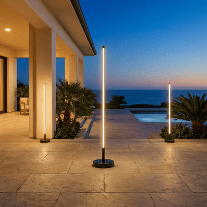 Solar-Powered Patio Floor Lamp with Wireless Charging for Outdoor Spaces